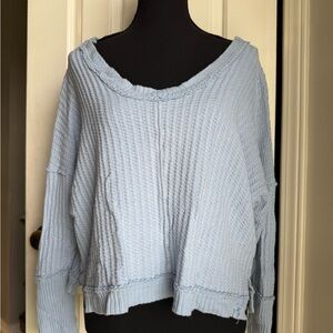 We The Free Off-the-Shoulder Light Blue Sweater